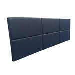 Cabeceira Estofada Casal Bloco Alce Couch Corino Azul 140cm