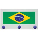 Cabideiro de Parede Flag Brasil 3 Ganchos Branco - Kapos