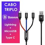Cabo Triplo Microusb Typec Iphone Original Baseus