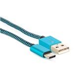 Cabo USB C para USB Revestido com Tecido Trançado em Nylon Azul 1 METRO