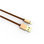 Cabo USB Iphone Couro Fast Two Sides 2.4A Marrom 1,20m