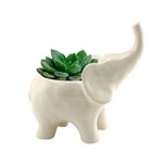 Cachepô Animals em Cerâmica - Elephant - 16,5x10 Cm - Cor Branco - 41015