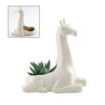 Cachepô Animals em Cerâmica - Giraffe - 18,0x17,5 Cm - Cor Branco - 41017