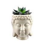 Cachepô Budhas Head em Cerâmica - 12,5x11 Cm - Cor Branco - 41014