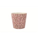 Cachepot em Cerâmica Versales 6501 11cm Branco/Vermelho