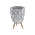 Cachepot Embossed Triangles Cinza
