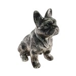 Cachorro Decorativo Cerâmica Buldog Sentado Prata 20x12x20cm