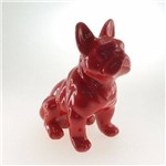 Cachorro Decorativo Cerâmica Buldog Sentado Vermelho 20x12cm