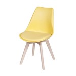 Cadeira 1108 Amarela com Pé de Madeira