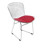 Cadeira Bertóia em Aço Polido Cromado Vermelha - Universal Mix