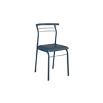Cadeira Carraro 1708 Aço Color (Jogo C/ 4 Unidades) - Cor Azul Noturno/Assento Couríno Azul Noturno