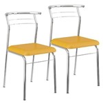 Cadeira Carraro 1708 Aço Cromada (Jogo C/ 4 Unidades) - Cor Cromada - Assento Couríno Amarelo