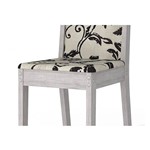 Cadeira com Estofado em Camurça Suede Floral - MDF 25 Mm - Cinza/Preto