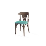Cadeira Cozinha Estofada Augustine - Stain Nogueira - Tec.950 Azul Turquesa - 45