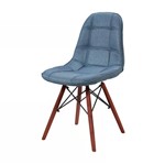 Cadeira de Jantar Eames Wood Azul em Linho 1114 Or Design