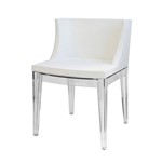 Cadeira de Jantar Or Design 1136 - Couríssimo Branco - Base Policarbonato Transparente- Tommy Design