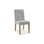 Cadeira de Madeira Moderna Estofada Lipy - Verniz Amendoa - Tec. 154b Cinza Clar