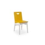 Cadeira de Madeira Tucupi 40x51x81cm - Acabamento Stain Branco e Amarelo