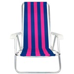 Cadeira de Praia MOR 2103 Dobrável 4 Posições Azul e Rosa