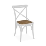 Cadeira Decorativa, Branco com Assento em Rattan, Cross