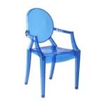 Cadeira Design Louis Ghost Pelegrin PEL-1752a com Braço - Acrílico Transparente Azul