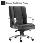 Cadeira Diretor em Couro Ecológico com Base em Alumínio - Frisokar New Ônix 070303