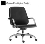 Cadeira Diretor em Couro Ecológico Maxxer com Base Cromada - Frisokar 070186