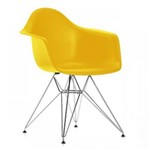 Cadeira DKR DAW Eames com Braços Eiffel Base Metal Amarela