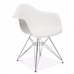 Cadeira DKR DAW Eames com Braços Eiffel Base Metal - Branca
