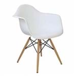Cadeira DKR DAW Eames com Braços Eiffel Wood Base Madeira - Branca