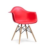 Cadeira DKR DAW Eames com Braços Eiffel Wood Base Madeira - Vermelha