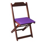 Cadeira Dobrável Madeira Maciça Imbuia com Estofado - Roxo