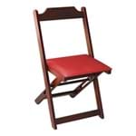 Cadeira Dobrável Madeira Maciça Imbuia com Estofado - Vermelho