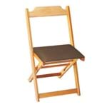 Cadeira Dobrável Madeira Maciça Natural com Estofado - Marrom