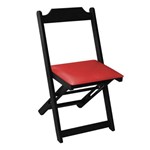 Cadeira Dobrável Madeira Maciça Preta com Estofado - Vermelho