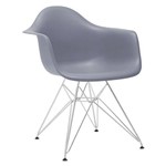 Cadeira Eames DAR - Grafite - Cinza Escuro - Base Cromada