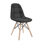 Cadeira Eames Preta em Linho com Base em Madeira 1114 Or Design