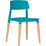 Cadeira em Plastico PP e Madeira de Faia - P&W-0018D - Azul Escuro - Orb