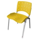 Cadeira Empilhável Ergonômica Ergoplax Estrutura Prata Assento Encosto Plástico Amarelo
