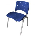 Cadeira Empilhável Ergonômica Ergoplax Estrutura Prata Assento Encosto Plástico Azul