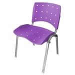 Cadeira Empilhável Ergonômica Ergoplax Estrutura Prata Assento Encosto Plástico Lilás