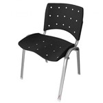 Cadeira Empilhável Ergonômica Ergoplax Estrutura Prata Assento Encosto Plástico Preto