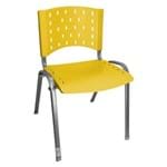 Cadeira Empilhável Estrutura Prata Assento Encosto Plástico Amarela
