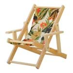 Cadeira Espreguiçadeira Dobrável Infantil Madeira Maciça Natural com Tecido Tucano - Móveis Brasil