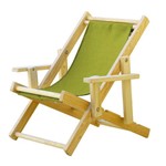 Cadeira Espreguiçadeira Dobrável Infantil Madeira Maciça Natural com Tecido Verde - Móveis Brasil