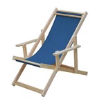 Cadeira Espreguiçadeira Dobrável Madeira Maciça Natural com Tecido Azul - Móveis Brasil