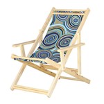 Cadeira Espreguiçadeira Dobrável Madeira Maciça Natural com Tecido Pavão - Móveis Brasil