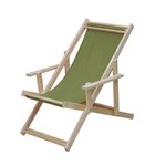 Cadeira Espreguiçadeira Dobrável Madeira Maciça Natural com Tecido Verde - Móveis Brasil