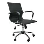 Cadeira Esteirinha Office Cromada Assento PU Preta Original Entrega Byartdesign