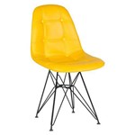 Cadeira Estofada Botonê - Amarelo - Metal Preto